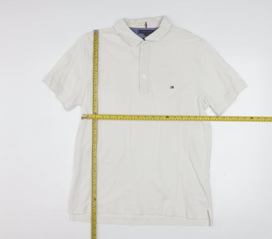 Tommy Hilfiger Men's White Slim Fit Polo Shirt Size L