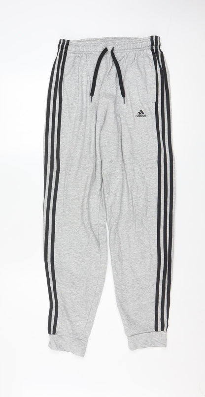 Adidas Boys Grey 13-14 Years Track Pants with Side Stripes & Drawstring Waist