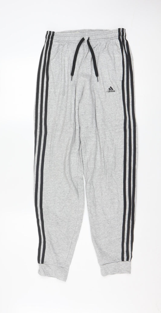 Adidas Boys Grey 13-14 Years Track Pants with Side Stripes & Drawstring Waist