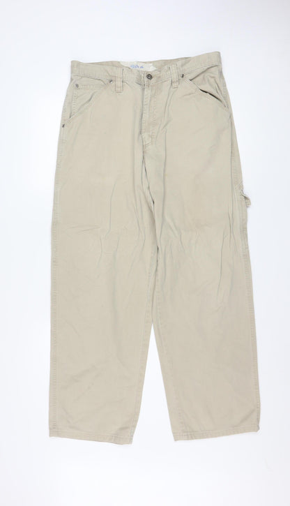 Wrangler Men's Beige Cargo Trousers 32W 34L Cotton Workwear Pants