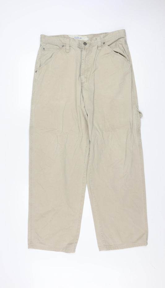Wrangler Men's Beige Cargo Trousers 32W 34L Cotton Workwear Pants