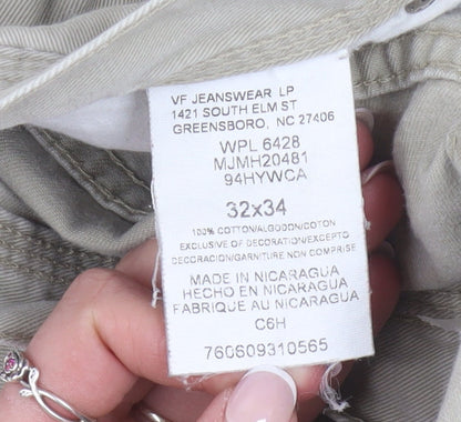 Wrangler Men's Beige Cargo Trousers 32W 34L Cotton Workwear Pants