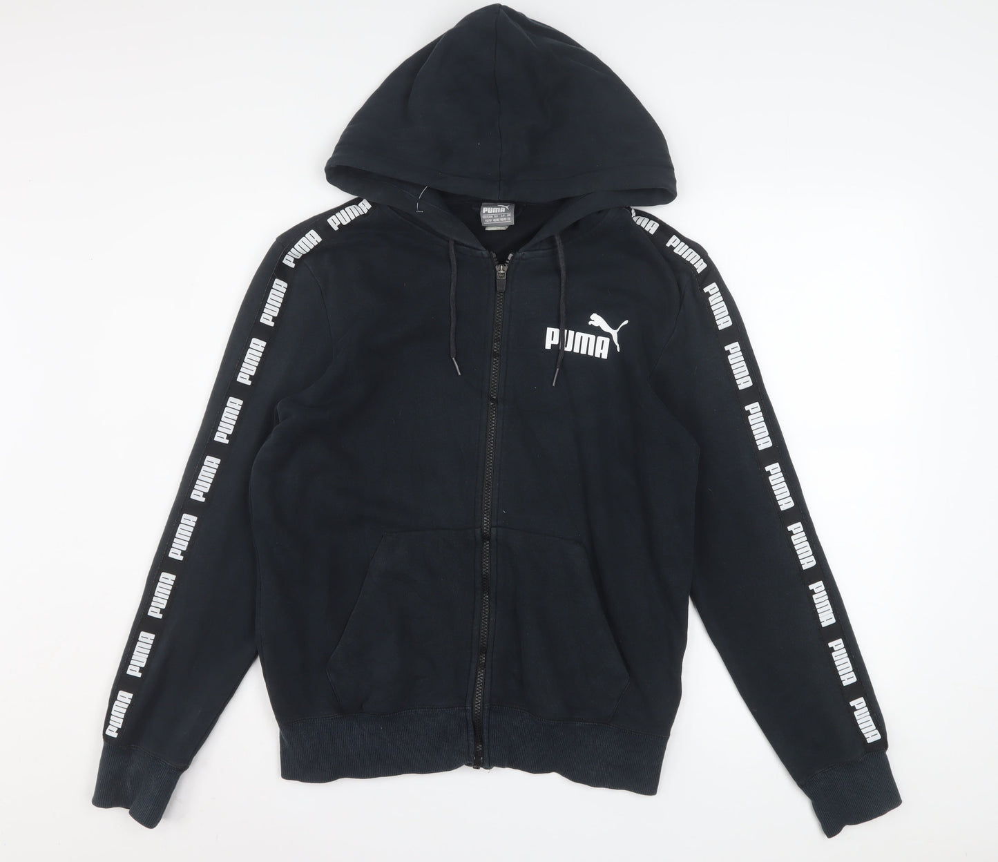 Puma Men's Black XS Full Zip Hoodie with Logo Detail