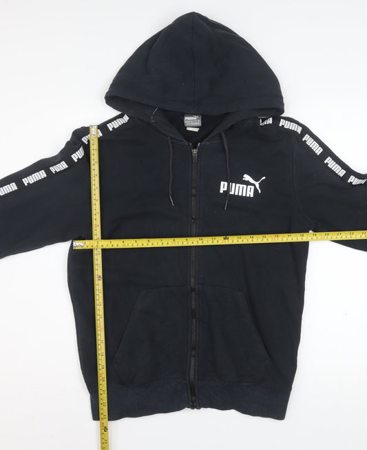 Puma Men's Black XS Full Zip Hoodie with Logo Detail