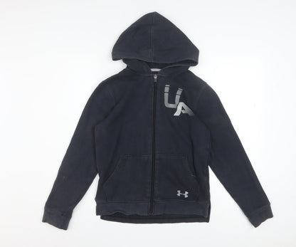 Under Armour Boys Black Full Zip Hoodie YLG 13-14 Years ColdGear Fleece