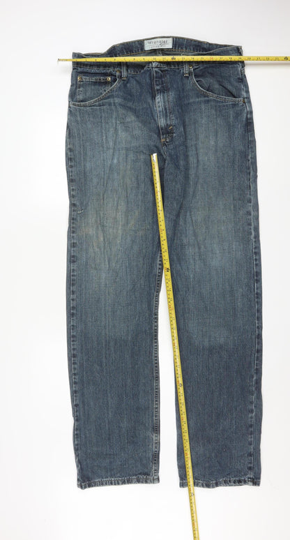 Wrangler Men's Blue Straight Fit Denim Jeans 36W 34L Relaxed Style