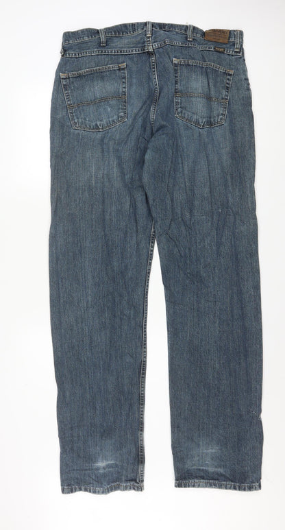 Wrangler Men's Blue Straight Fit Denim Jeans 36W 34L Relaxed Style