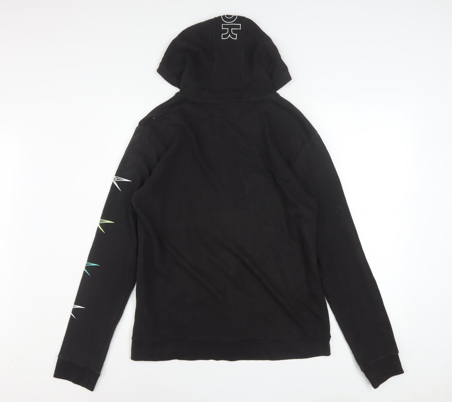 Reebok Men's Black Full Zip Hoodie XL Graphic Print Cotton Blend