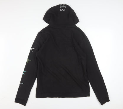 Reebok Men's Black Full Zip Hoodie XL Graphic Print Cotton Blend