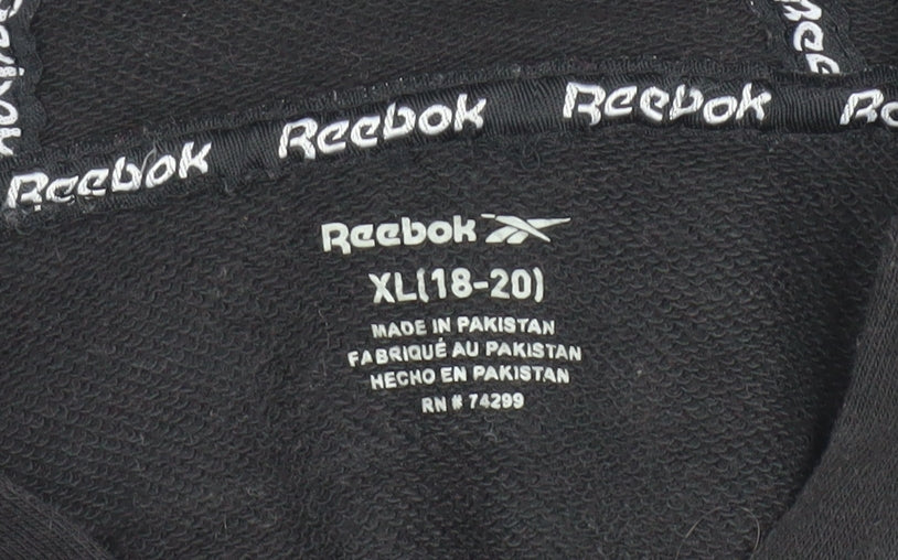 Reebok Men's Black Full Zip Hoodie XL Graphic Print Cotton Blend