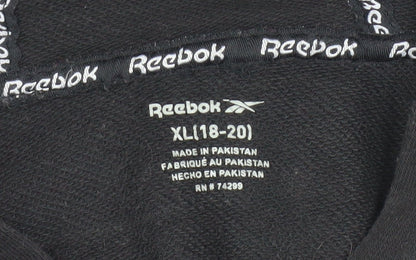 Reebok Men's Black Full Zip Hoodie XL Graphic Print Cotton Blend