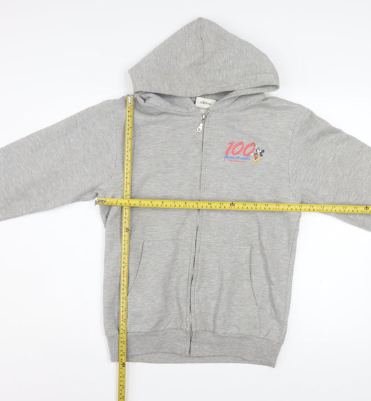 Disney Womens Grey Full Zip Hoodie Small Mickey 100 Years of Magic