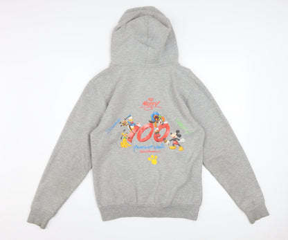 Disney Womens Grey Full Zip Hoodie Small Mickey 100 Years of Magic