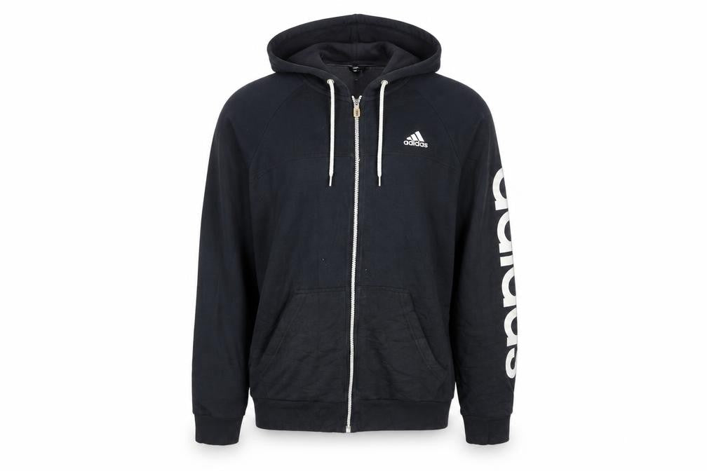 Adidas Mens Black Full Zip Hoodie Size M Sports Logo Sweatshirt