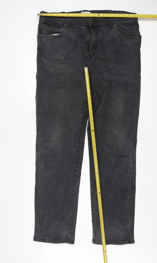 Wrangler Men’s Black Texas Straight Denim Jeans W40 L36 Regular Fit