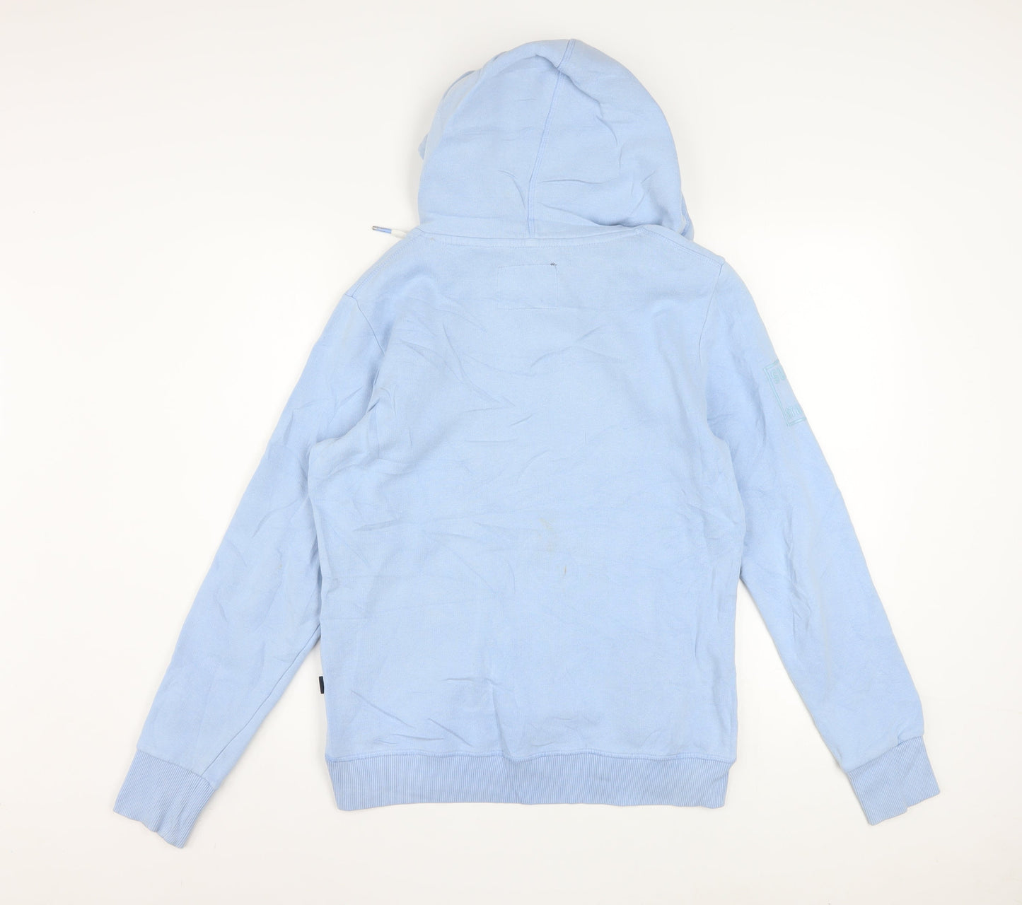 Superdry Women Blue Pullover Hoodie UK 12 Cotton Blend Casual