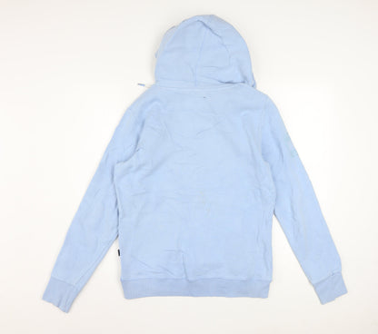 Superdry Women Blue Pullover Hoodie UK 12 Cotton Blend Casual