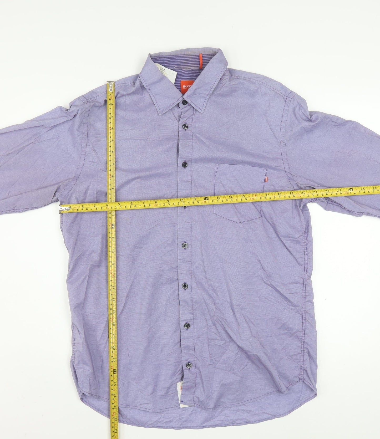Hugo Boss Men's Purple Long Sleeve Regular Fit Button-Up Shirt L