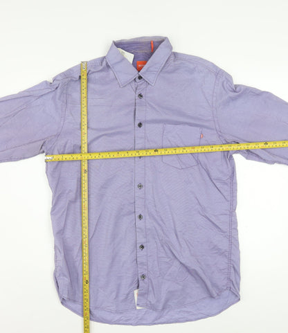 Hugo Boss Men's Purple Long Sleeve Regular Fit Button-Up Shirt L