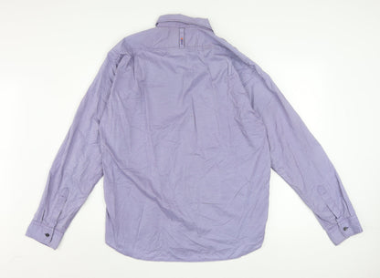 Hugo Boss Men's Purple Long Sleeve Regular Fit Button-Up Shirt L