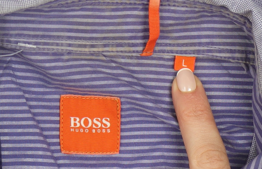 Hugo Boss Men's Purple Long Sleeve Regular Fit Button-Up Shirt L