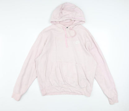 Nike Women Pink Pullover Hoodie Medium Cotton Blend Casual