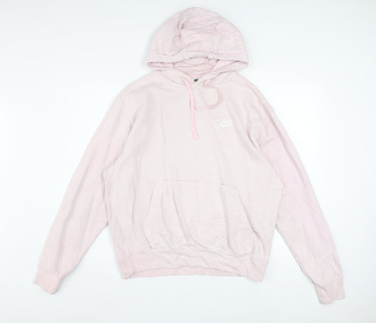 Nike Women Pink Pullover Hoodie Medium Cotton Blend Casual