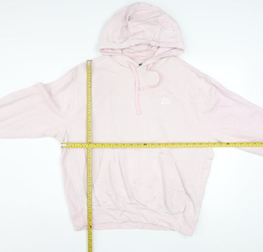 Nike Women Pink Pullover Hoodie Medium Cotton Blend Casual