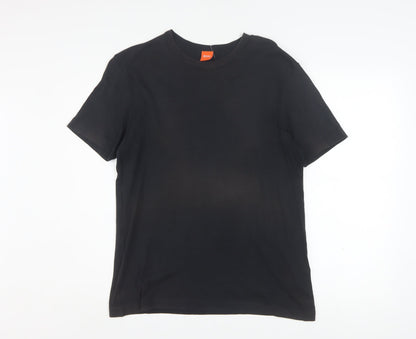 Hugo Boss Men's Black Cotton Crew Neck Short Sleeve T-Shirt L