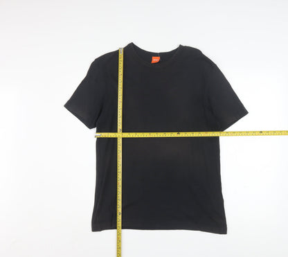 Hugo Boss Men's Black Cotton Crew Neck Short Sleeve T-Shirt L