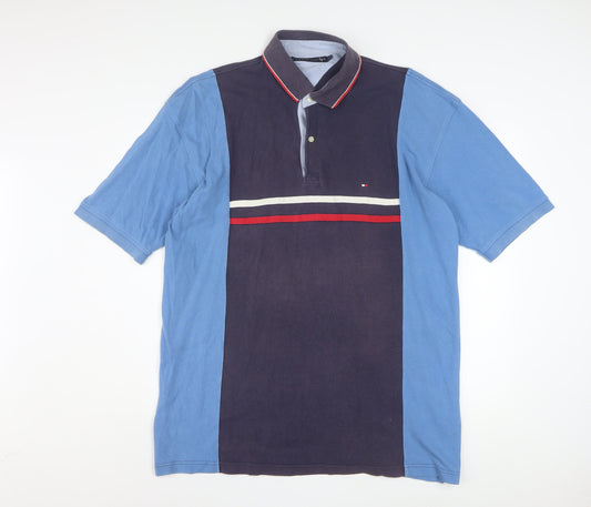 Tommy Hilfiger Men's Blue XL Colourblock Polo Shirt