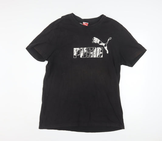 Puma Men's Black Graphic Logo T-Shirt Size L Short Sleeve Sports Style