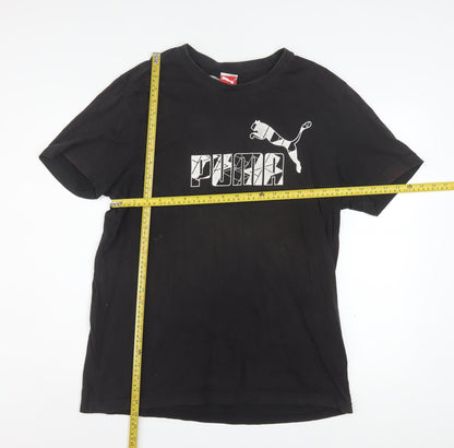 Puma Men's Black Graphic Logo T-Shirt Size L Short Sleeve Sports Style