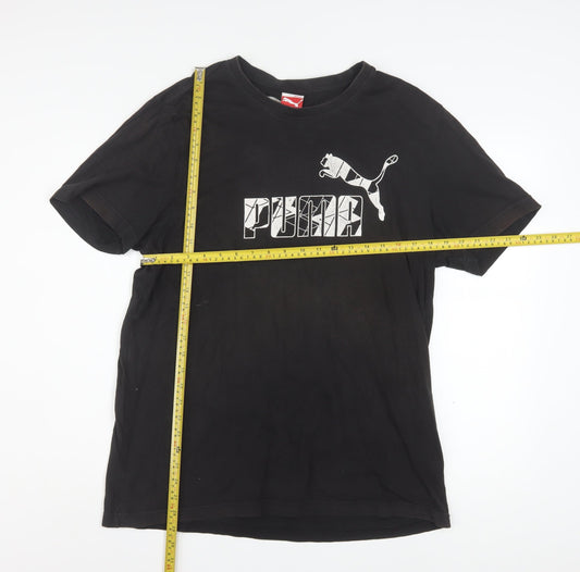 Puma Men's Black Graphic Logo T-Shirt Size L Short Sleeve Sports Style