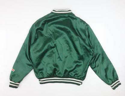 SSK Men’s Green Varsity Baseball Jacket Size L Retro Satin Bomber