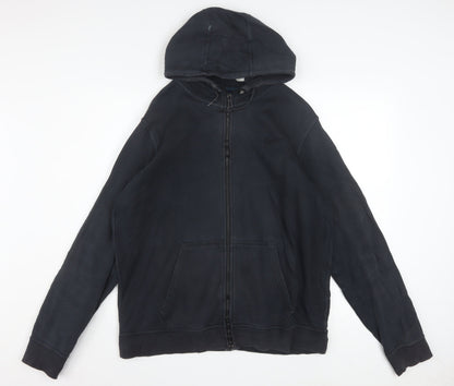 Nike Men's Black Full Zip Hoodie Size L Fleece Cotton Blend