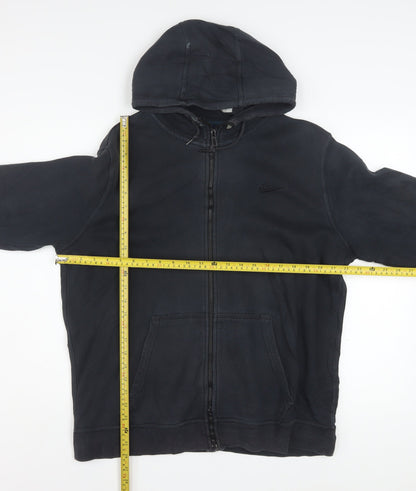 Nike Men's Black Full Zip Hoodie Size L Fleece Cotton Blend