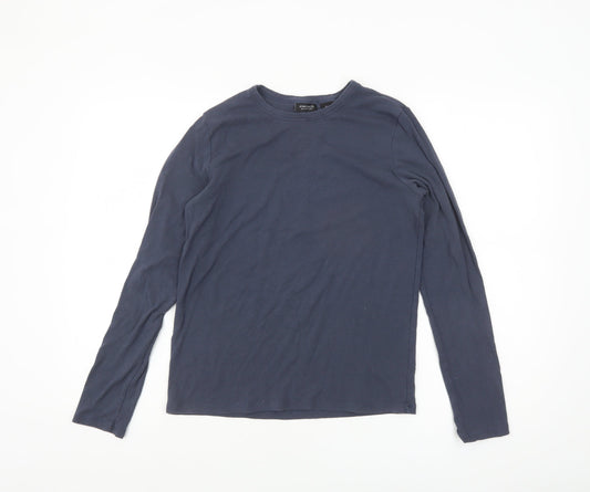 Jones New York Women Blue Long Sleeve Cotton Modal T-Shirt L
