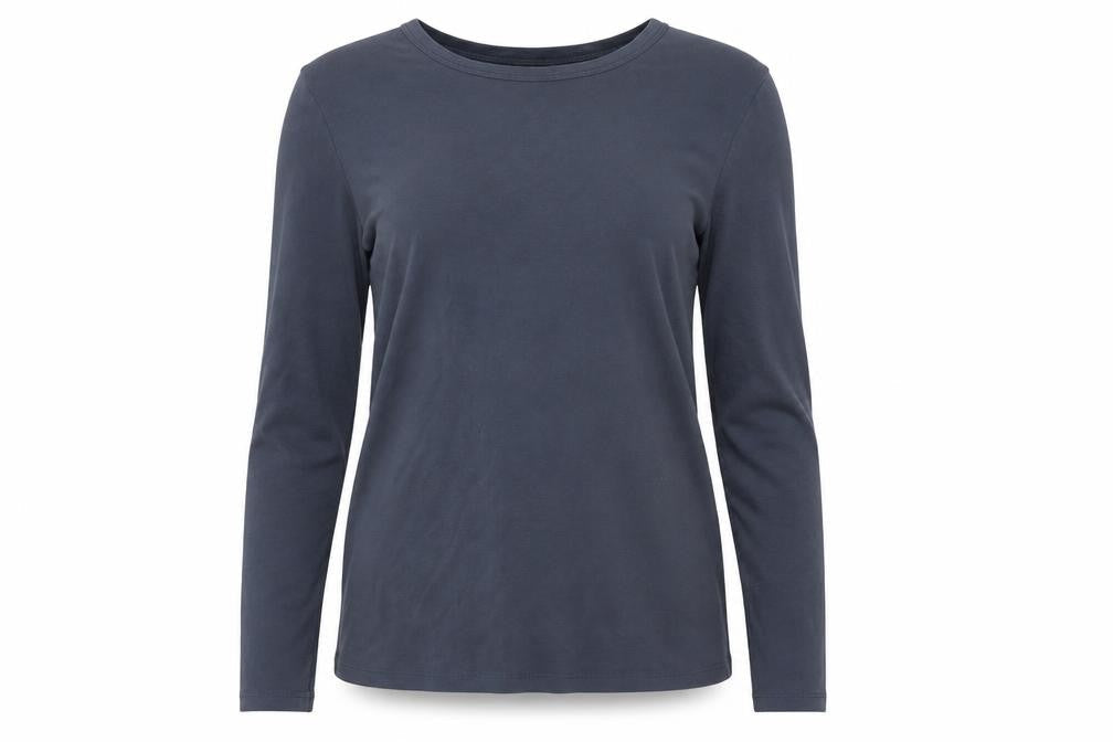 Jones New York Women Blue Long Sleeve Cotton Modal T-Shirt L