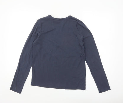 Jones New York Women Blue Long Sleeve Cotton Modal T-Shirt L