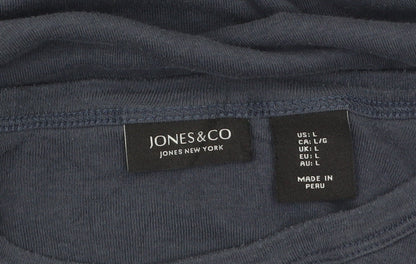 Jones New York Women Blue Long Sleeve Cotton Modal T-Shirt L