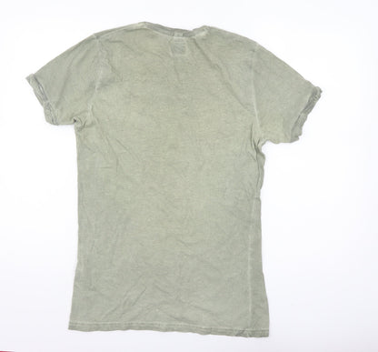 Superdry Men's Green Graphic Print Slim Fit Cotton T-Shirt Medium