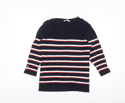 Orsay Women's Blue Striped Boat Neck 3/4 Sleeve Knit Jumper L