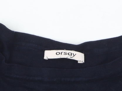 Orsay Women's Blue Striped Boat Neck 3/4 Sleeve Knit Jumper L