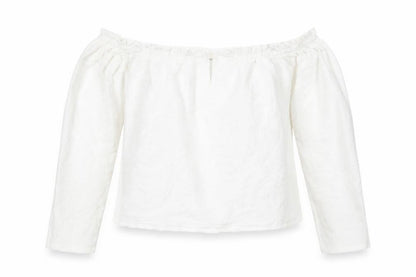 Bershka Women White Off Shoulder Long Sleeve Blouse Size 12