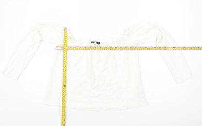 Bershka Women White Off Shoulder Long Sleeve Blouse Size 12