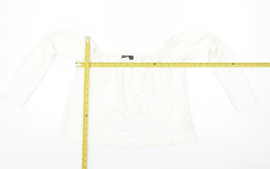 Bershka Women White Off Shoulder Long Sleeve Blouse Size 12