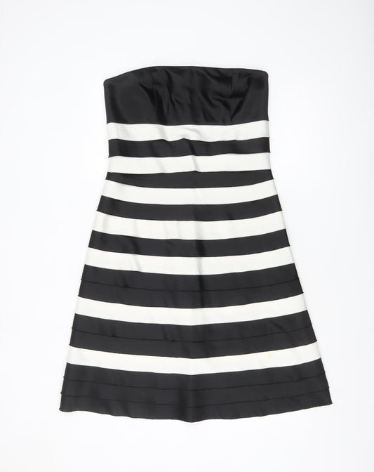 Debenhams Women’s Black White Strapless A-Line Dress Size 12