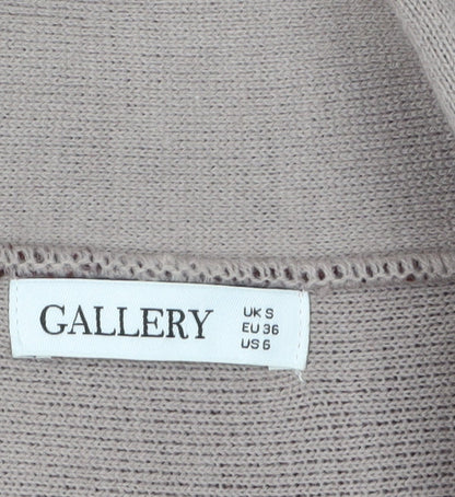 Gallery Women's Burgundy & Beige Open Front Long Sleeve Cardigan S