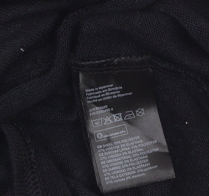 H&M Divided Womens Black XS Cropped Long Sleeve V-Neck Top